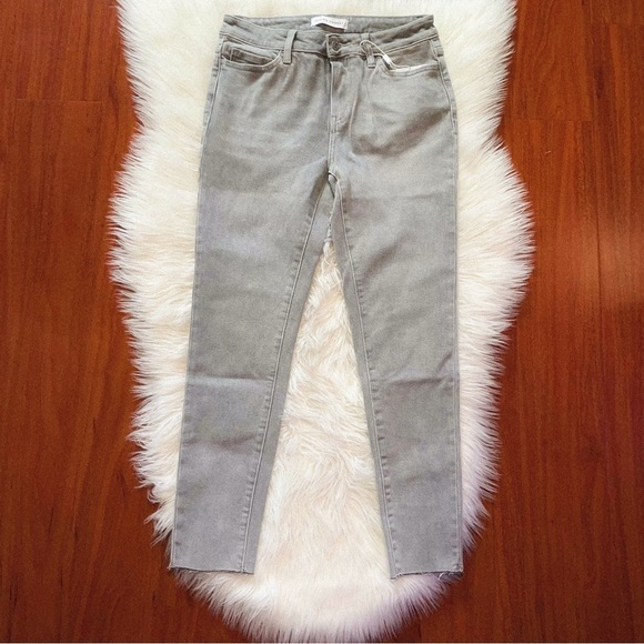 FLYING MONKEY MID RISE CROP RAW EDGE SKINNY GRAY - Picture 4 of 7